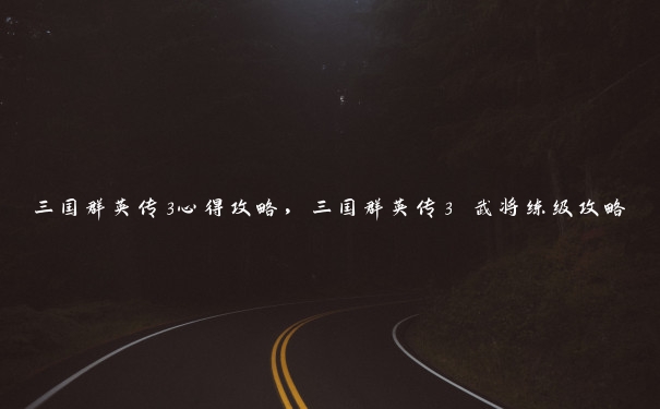 三国群英传3心得攻略，三国群英传3 武将练级攻略