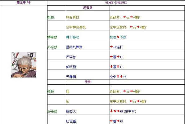 豪血寺一族4出招表-《豪血寺一族4》出招表解析