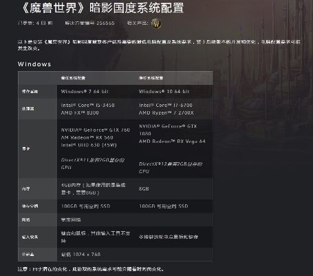 魔兽世界正式服配置要求-魔兽世界配置要求详解